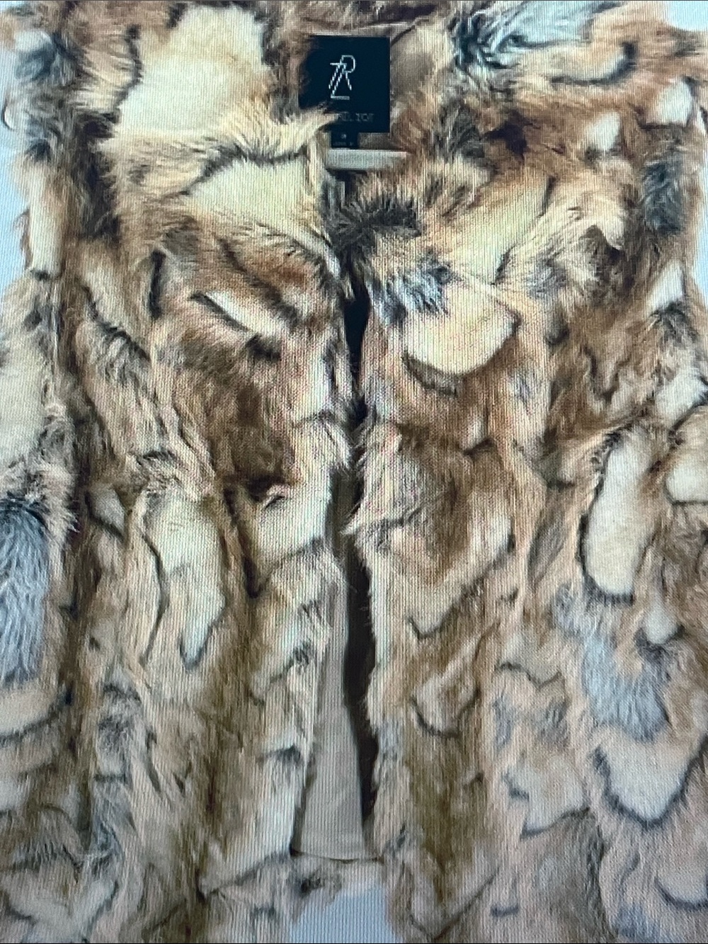 Rachel Zoe Multi-Tone Faux Fur Coat in Cream and Brown
